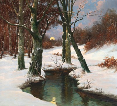 Winterlandschaft mit aufgehender Mond von Adolf Kaufmann